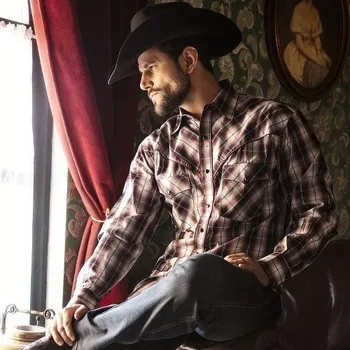 Pánská košile Stars & Stripes Košile westernová Nathan Stars & Stripes, pánská, hnědá 3XL