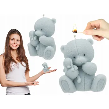 Svíčka VONNÁ SVÍČKA MEDVÍDEK S HRAČKOU MAZLÍČKEM RUČNÍ VÝROBA