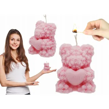 Svíčka SVÍČKA VONNÁ SÓJOVÁ MEDVÍDEK BOJOVNÉ SRDCE RUČNÍ VÝROBA