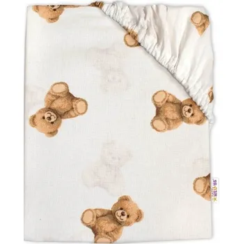 Prostěradlo do postýlky 120x60cm, bavlna, Míša - bílý s potiskem, Rozměry 120x60