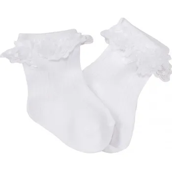 Bavlněné ponožky s krajkovým volánkem bílé, vel. 86/92, Velikost koj. oblečení 15-18