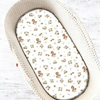 Prostěradlo Prostěradlo do kočárku, koše, bavlna, Kačenky - bílá, béžová, Rozměry 90x40