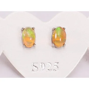 Náušnice Magieprirody.cz Náušnice Opál kámen ovál 4x6 mm se stříbrem #106 S925