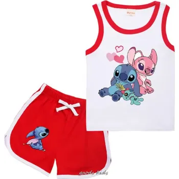 Lilo & Stitch Dívčí letní set - tílko + kraťasy s motivem Lilo a Stitch Barva: Červená, Velikost: 130