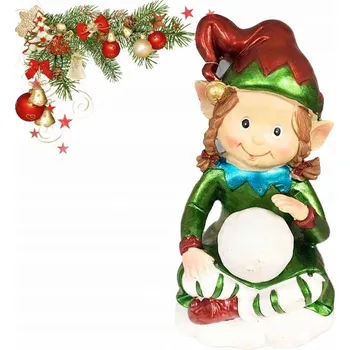 Vánoční dekorace VÁNOČNÍ FIGURKA SKŘÍTEK S LED KULÍ, SVÁTEČNÍ DEKORACE