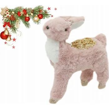 Vánoční dekorace Plyšák závěsná dekorace RŮŽOVÝ jelen 22 cm