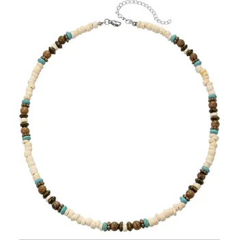 Náhrdelník B-TOP Pánský náhrdelník v kombinaci kokosových, dřevěných a tyrkenitových korálků