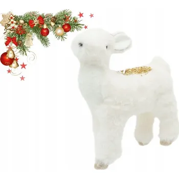 Vánoční dekorace Plyšový závěsná dekorace bílá figurka jelena 22 cm