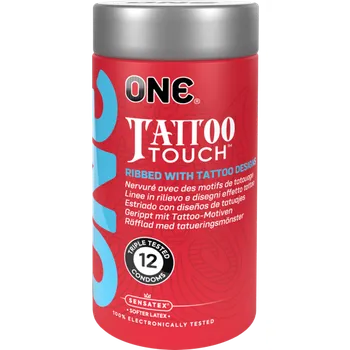 Kondom ONE Tattoo Touch, 12 condoms with tattoo-inspired rib design