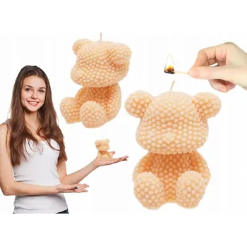 Svíčka VONNÁ SVÍČKA VELKÝ MEDVĚD S PUNTÍKY JABLEČNÝ KOLÁČ RUČNÍ VÝROBA