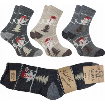 Pánské oblečení 3X TERMO TEPLÉ PONOŽKY DÁMSKÉ Z ALPAKY PONOŽKY ALPAKA VLNĚNÉ 39-42