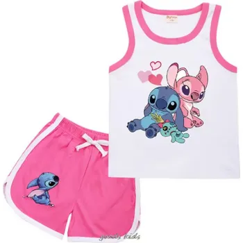 Lilo & Stitch Dívčí letní set - tílko + kraťasy s motivem Lilo a Stitch Barva: Růžová, Velikost: 100