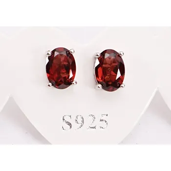 Náušnice Magieprirody.cz Náušnice Granát 5x7 mm se stříbrem #108 S925