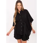 Černý letní dámský komplet s kimonovou košilí a kraťasy LK-KMPL-510072.68-black Velikost: S/M