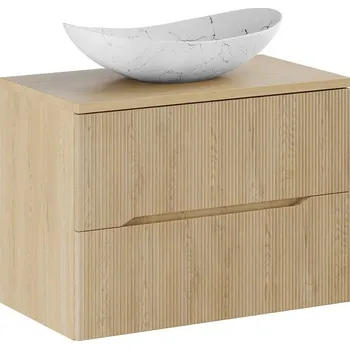 Policová skříň Závěsná skříňka Nordic Lena s deskou a umyvadlem 80 cm dub cremona