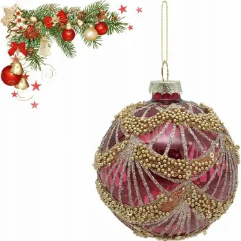 Vánoční dekorace Vánoční Koule zdobená Dianou kuličkou 8 cm 056