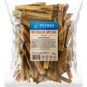Pamlsek pro psa PETMEX KRÁLIČÍ KŮŽE ŽVÝKACÍ KOST PŘÍRODNÍ PRO PSA 1kg