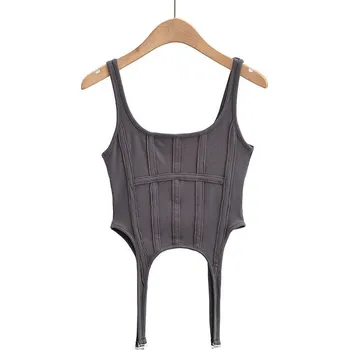 Dámský pletený top Barva: Šedá, Velikost: L