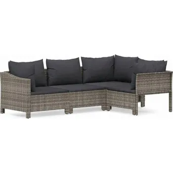 Zahradní sestava 4dílná zahradní sedací souprava, polštáře, šedý PE ratan