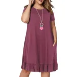 Áčkové šaty s kapsami Barva: Purpurová, Velikost: 4XL