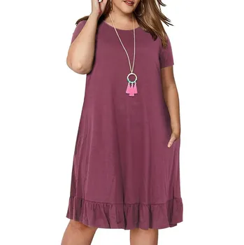 Dámské šaty Áčkové šaty s kapsami Barva: Purpurová, Velikost: 4XL