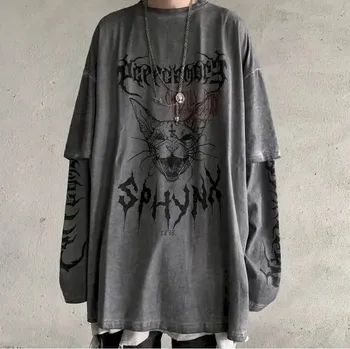 Pánské oversize tričko s dlouhým rukávem Velikost: 4XL, Barva (Varianta): dd1743 gray