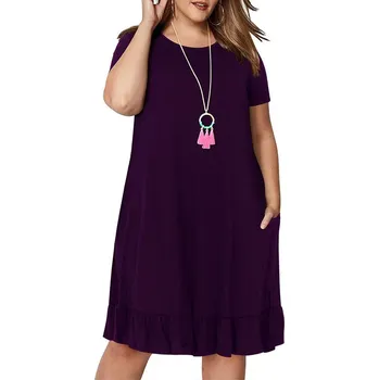 Dámské šaty Áčkové šaty s kapsami Barva: Fialová, Velikost: 7XL