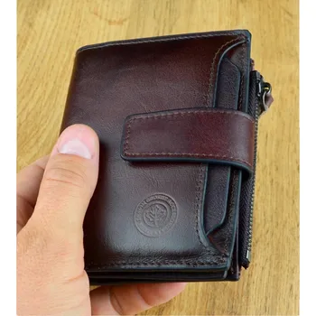 Peněženka Groshe peněženka z pravé kůže hnědá muž