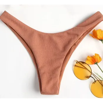 Dámské plavky Žebrované plavky s uzlem Velikost: S, Barva (Varianta): 01 Hnědá Bottom