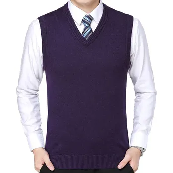 Pletená vesta s výstřihem do véčka Barva: Fialová, Velikost: 4XL