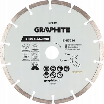 Řezný kotouč DIAMANTOVÝ ŘEZNÝ KOTOUČ na beton a cihly, SEGMENTOVÝ 180 mm, pro suché i mokré řezání