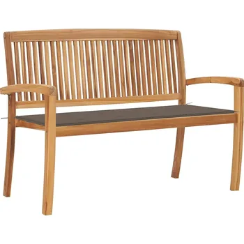 Zahradní lavice Stohovatelná zahradní lavice s poduškou 128,5 cm masivní teak Hnědošedá 3063287