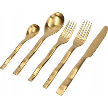Příbor Sada příborů 5 kusů se vzorem vlny, zlatá matná