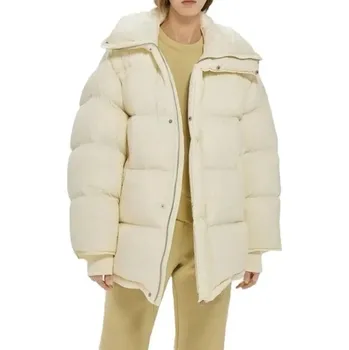 Dámská parka Dámská prošívaná zimní bunda péřovka Barva: Béžová, Velikost: M