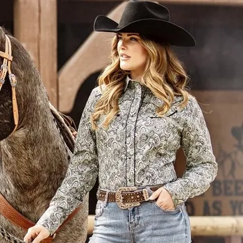 Dámská košile Stars & Stripes Košile westernová Willow Stars & Stripes, dámská, grey/blue XXL