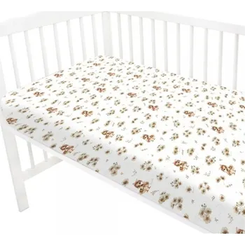 Prostěradlo Prostěradlo do postýlky 120x60cm, bavlna, Kačenky - bílá, béžová, Rozměry 140x70