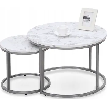 Konferenční stolek PAOLA sada 2 konferenčních stolků, mramor / stříbrná HALMAR