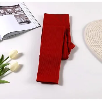 Dámské legíny Bezešvé fitness a yoga legíny stretch Barva: Červená, Velikost: S