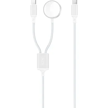 Bezdrátová indukční nabíječka XO CX030 bílá pro Apple Watch a iPhone s kabelem USB-C - USB-C 60W