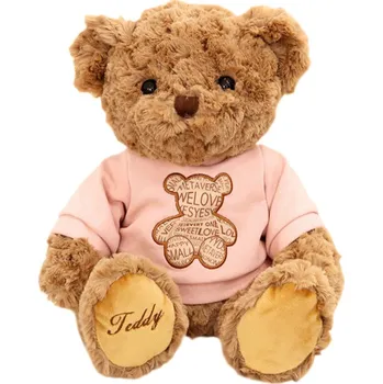 plyšák LEAN Toys Plyšový Maskot Mazlík Medvěd V Růžovém Tričku Hnědý 30cm