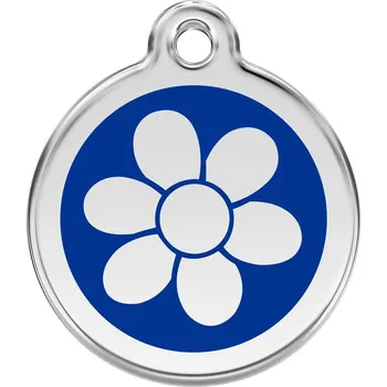 psí známka Red Dingo známka – Flower Navy – Květina modrá velikost známky M - 30 mm