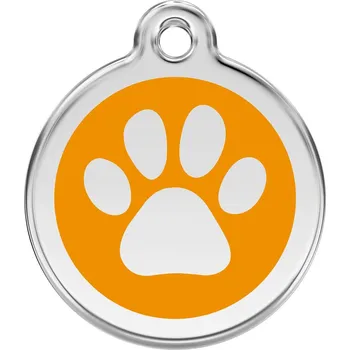 psí známka Red Dingo známka – Paw Print Orange – Tlapka oranžová velikost známky M - 30 mm