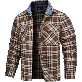 Pánské oblečení Pánská kostkovaná košile Flannel vícebarevná Barva: Hnědá, Velikost: 2XL
