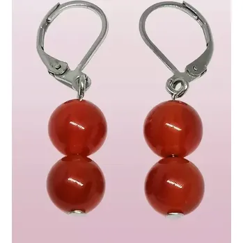 Náušnice Karneolové náušnice z chirurgické oceli 8 mm – elegantní minerální šperk