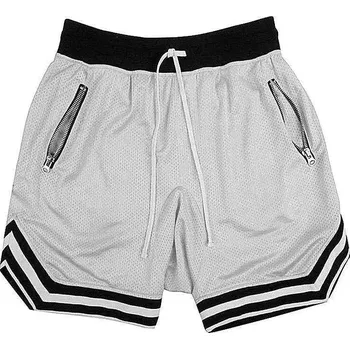 Pánské kraťasy Pánské sportovní šortky s pruhy Barva: Šedá, Velikost: M