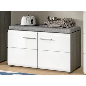 Botník Předsíňová lavice na boty Salsa, šedý dub/bílá lesk