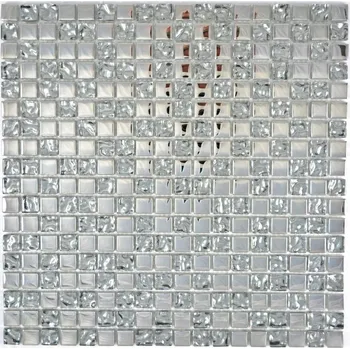 Skleněná mozaika WzorcowniaStudio 30 x 30 cm, odstíny šedé a stříbrné