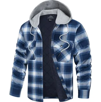 Pánská softshellová bunda Kostkovaná pánská bunda s kapucí Velikost: XL, Barva (Varianta): Modrá w