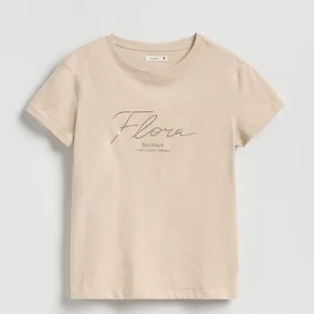 Dámské tričko Reserved - Tričko s potiskem - béžová - WU155-08X - WU155-08X-XL