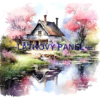 Látkový panel - Dům se zahradou - KR-39 Velikost: 30x30cm, Materiál: Bavlna